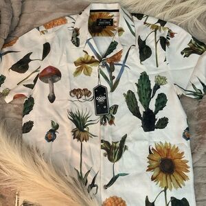 White Sunflower Floral Men's Shirt